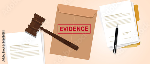 Evidence stamped in brown envelope concept of proof in law justice court photo