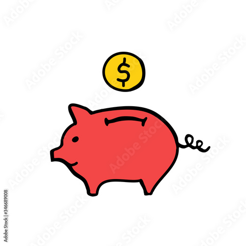 money box doodle icon photo