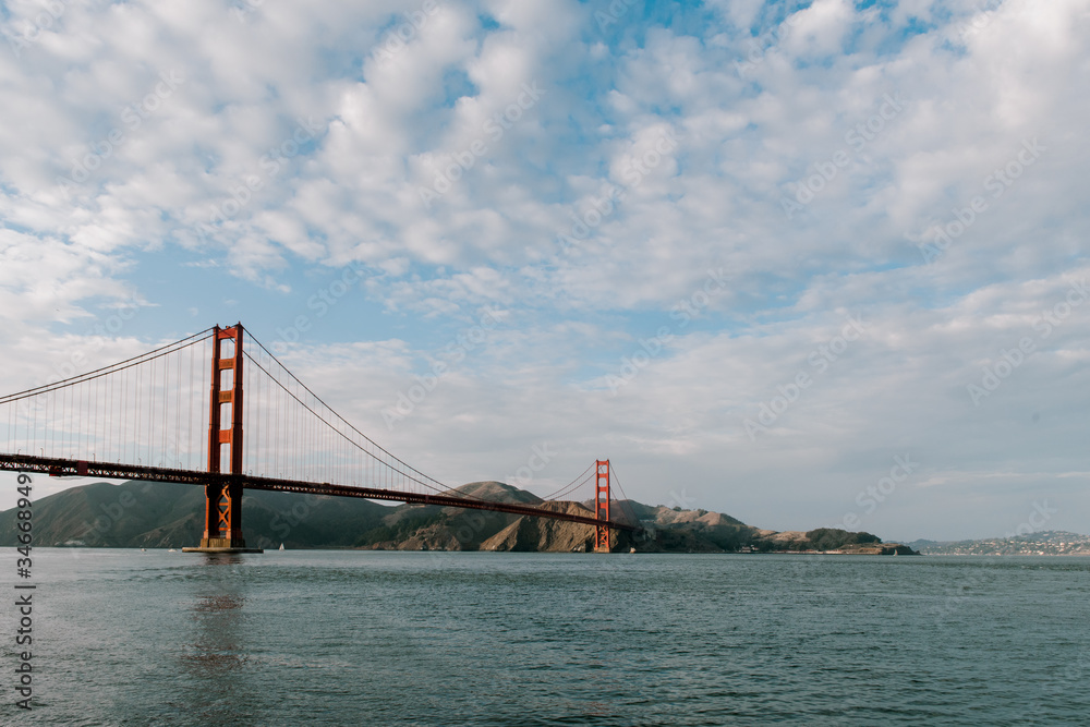 Golden Gate Bridge in sunny december morning, San Francisco, California.