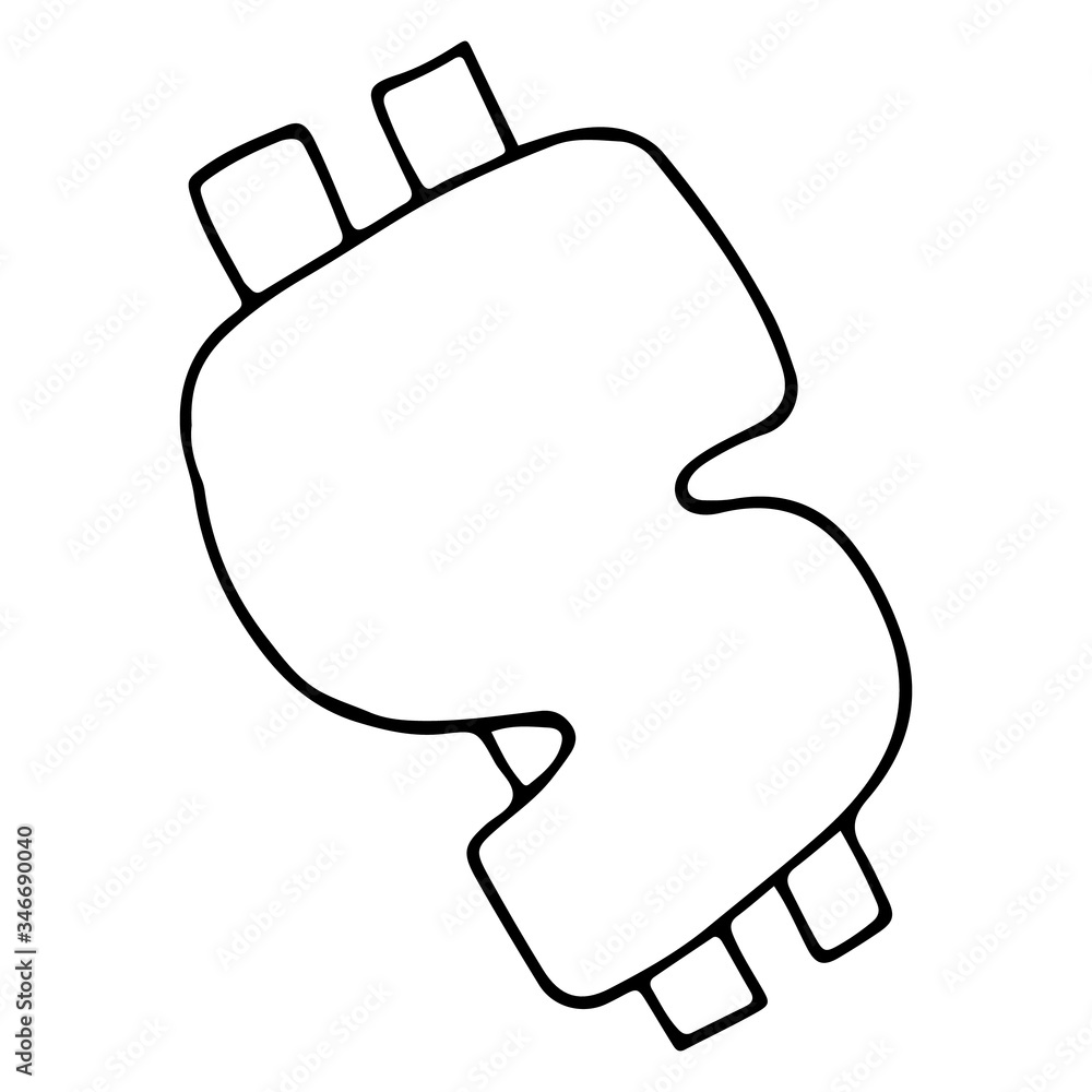 Simple dollar icon in doodle style. Equivalent of American currency on a white background. Vector sign of payment in online stores. Simple dollar icon in doodle style. Equivalent of American currency on a white background. Vector sign of payment in online stores.