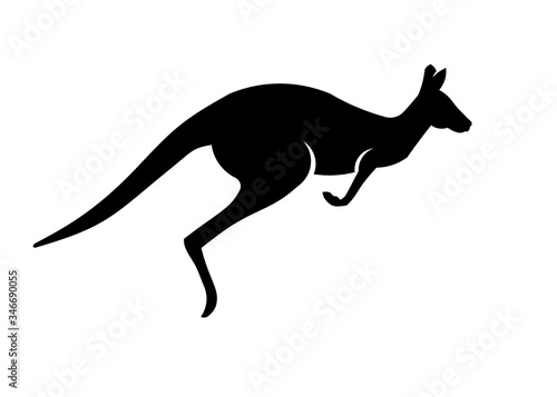 Kangaroo in jump graphic icon. Kangaroo black sign isolated on white background. Symbol of Australia. Vector illustration