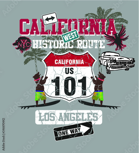 California Route 101
  road signs embroidery graphic design vector art