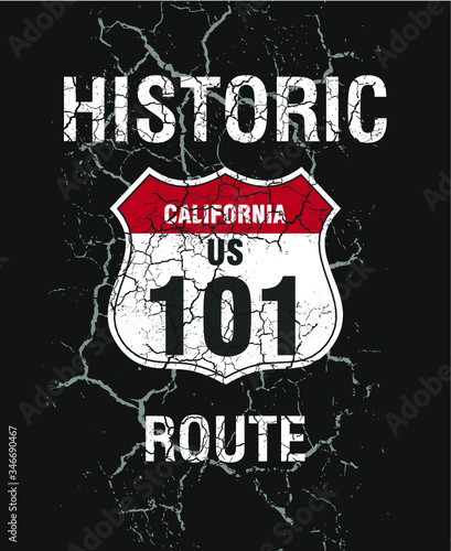 California Route 101   road signs embroidery graphic design vector art