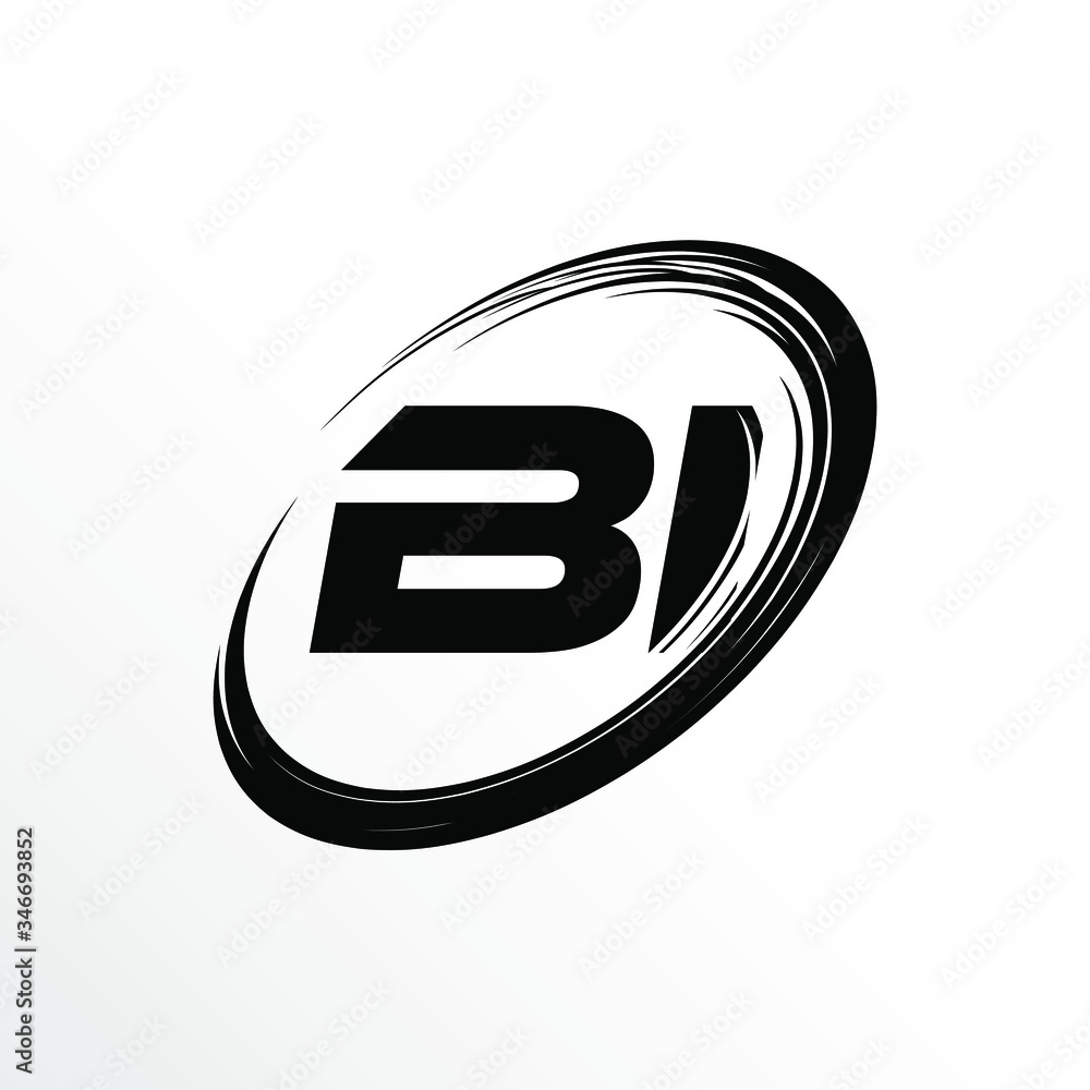Initial Letter BI Brush Effect Logo Design Initial Letter BI Brush Effect Logo Design
