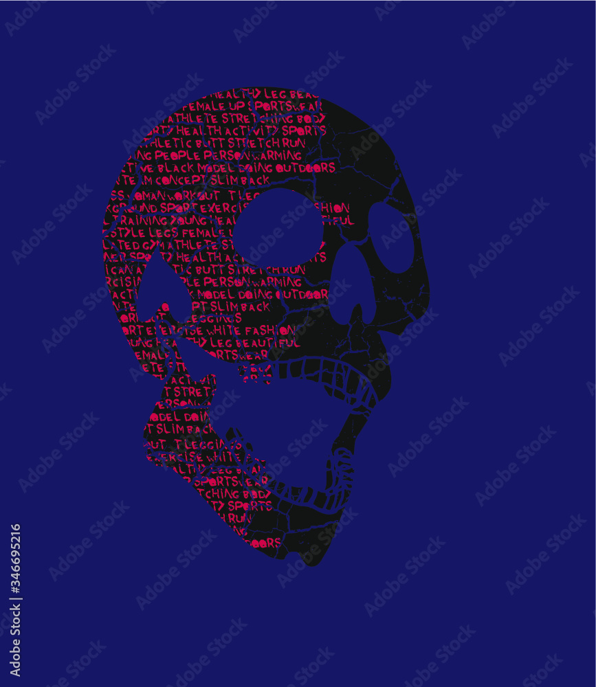 Smiley skull and lettering embroidery graphic design vector art Smiley skull and lettering embroidery graphic design vector art