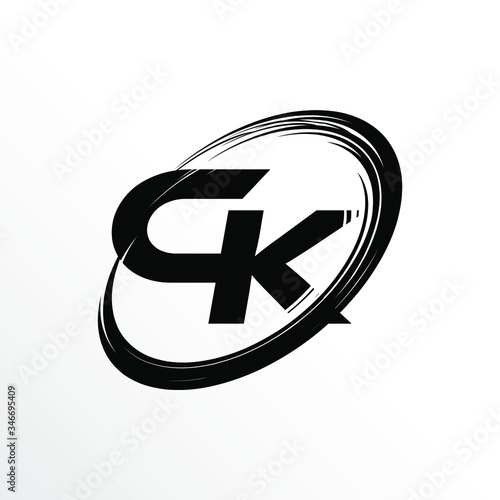 Initial Letter CK Brush Effect Logo Design