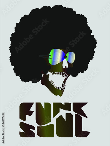 Funk soul skull dancer embroidery graphic design vector art