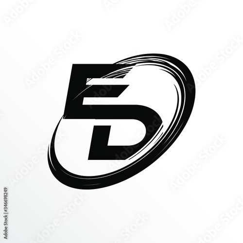 Initial Letter ED Brush Effect Logo Design