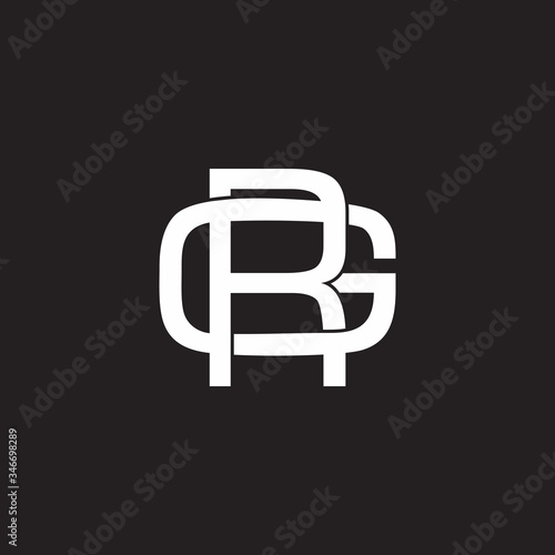 letter gr simple geometric overlap design symbol logo vector