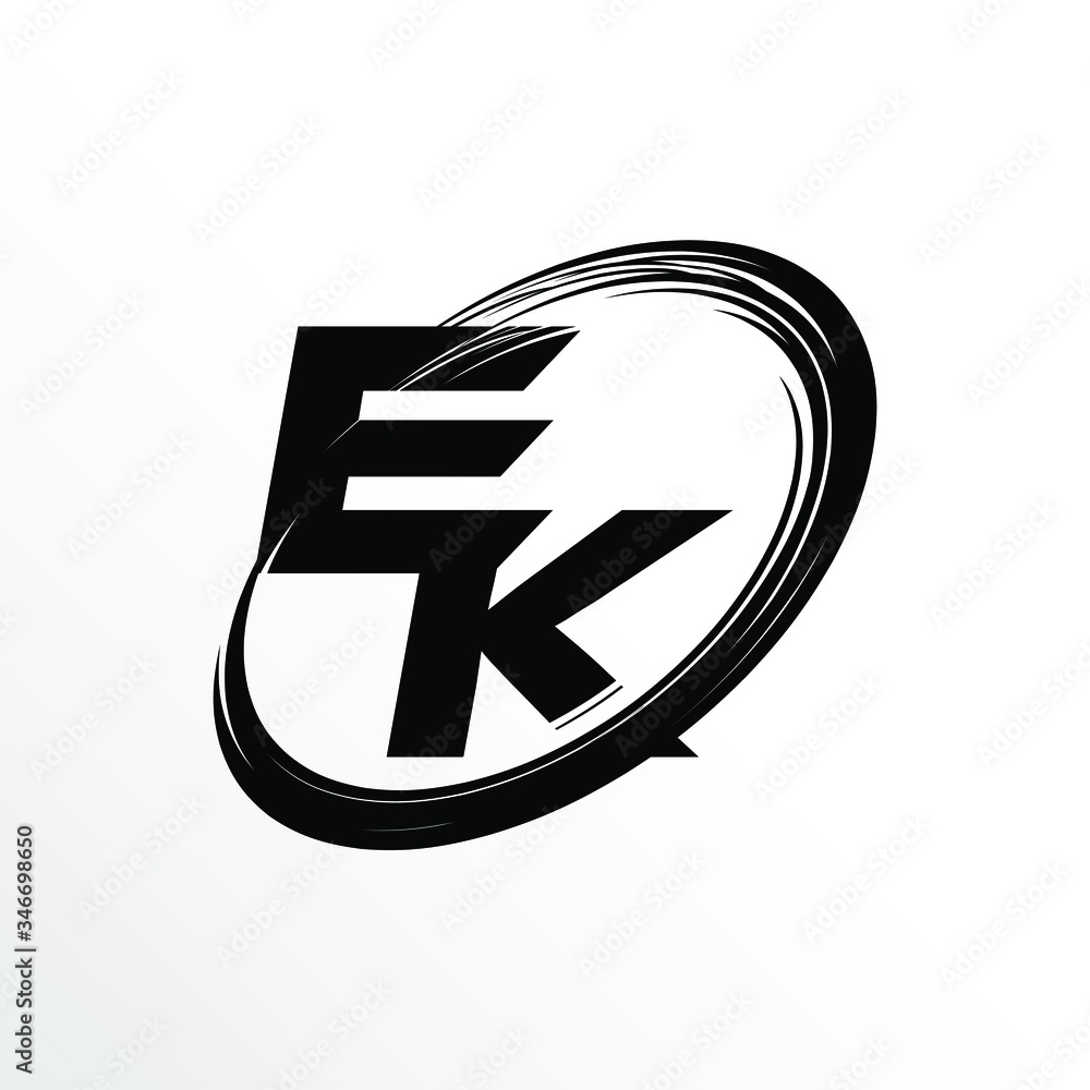 Initial Letter EK Brush Effect Logo Design Initial Letter EK Brush Effect Logo Design