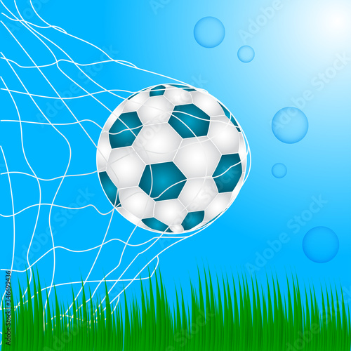 Football Championship Background Vector Design With Ball In The Net