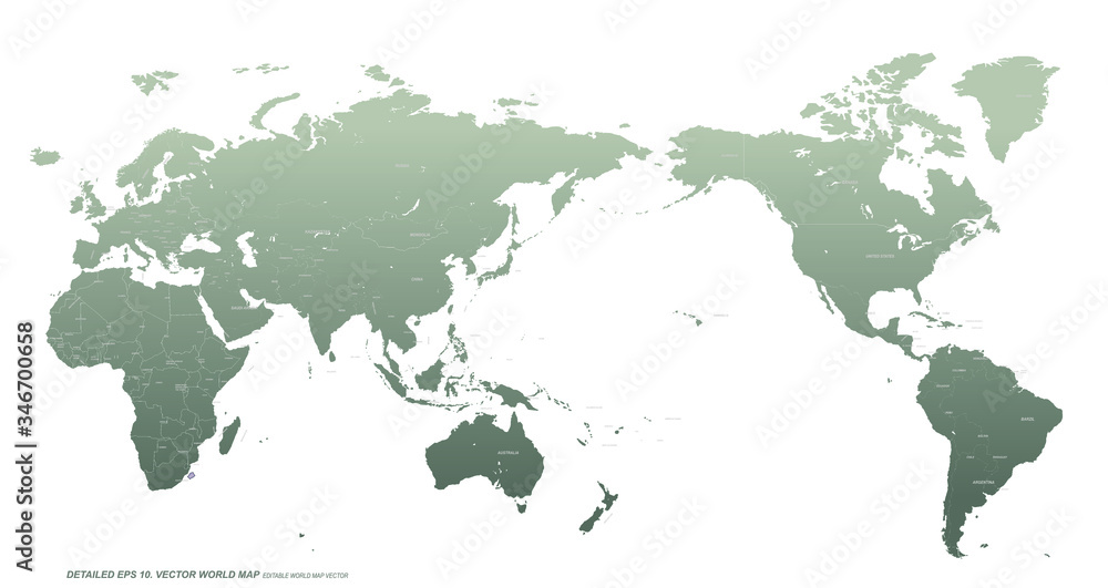 Obraz premium detailed vector world map. hi quality world map with country border and named.