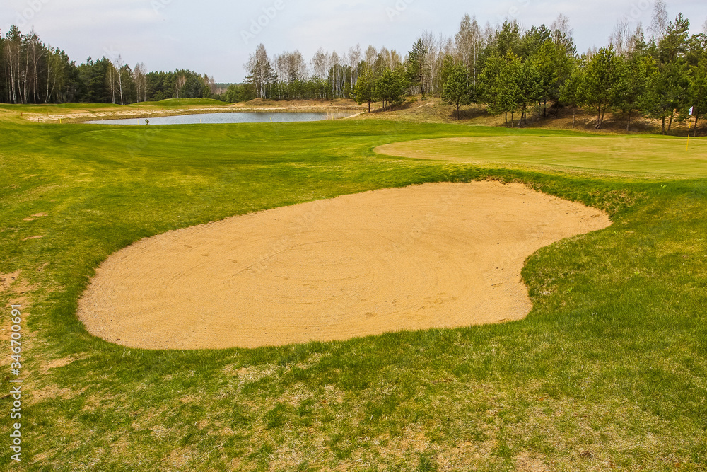 Panorama summer golf field nature