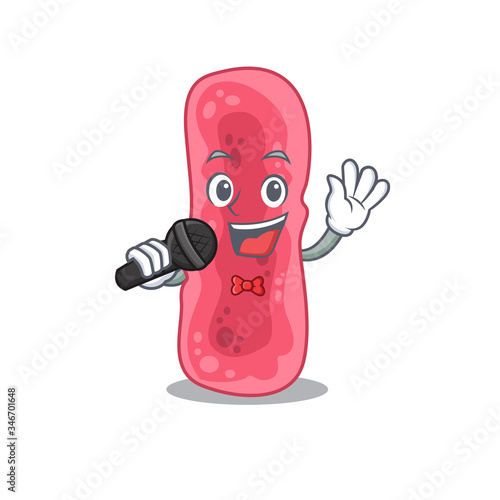 Talented singer of shigella sonnei cartoon character holding a microphone