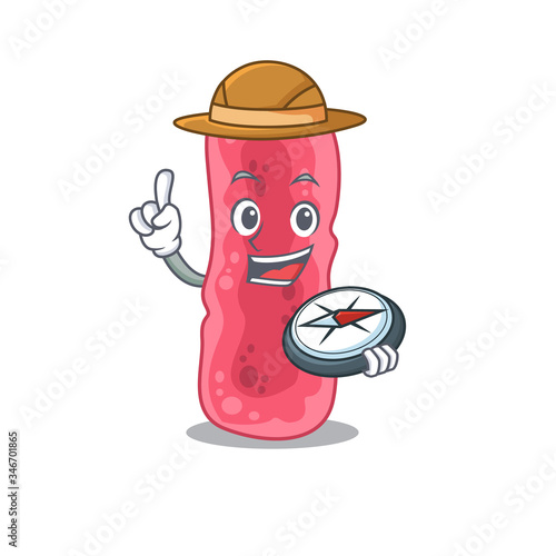 mascot design concept of shigella sonnei explorer with a compass