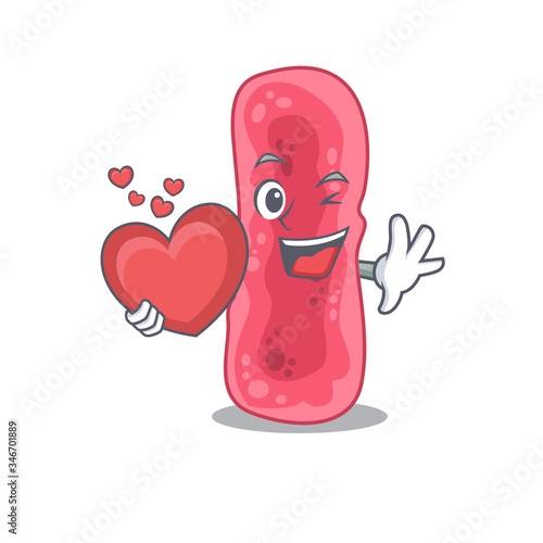 A sweet shigella sonnei cartoon character style with a heart