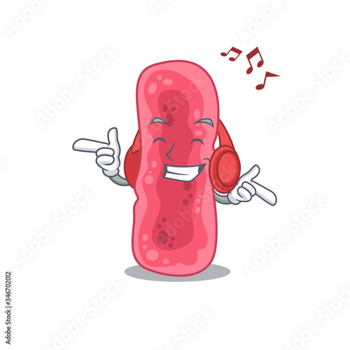Shigella Sonnei Cartoon design concept listening music