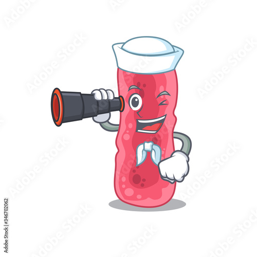 A cartoon icon of shigella sonnei Sailor with binocular