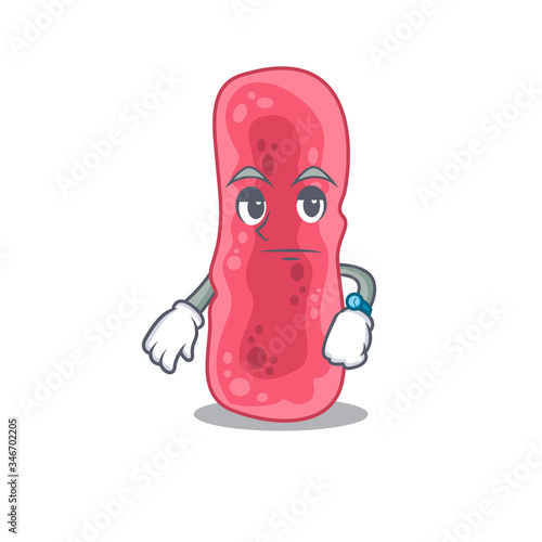 Mascot design of shigella sonnei showing waiting gesture