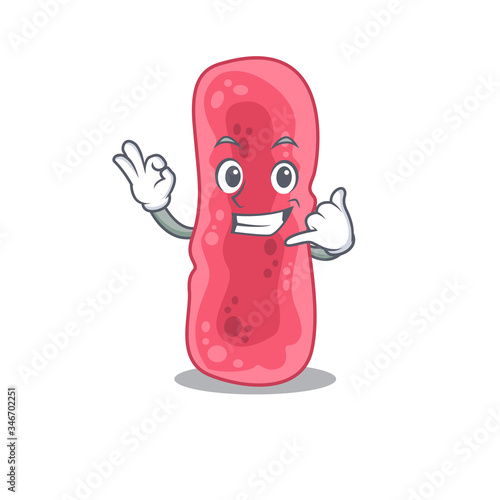 Cartoon design of shigella sonnei with call me funny gesture