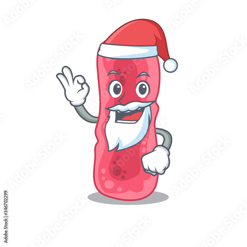 Shigella Sonnei Santa cartoon character with cute ok finger