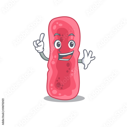 Shigella Sonnei mascot character design with one finger gesture