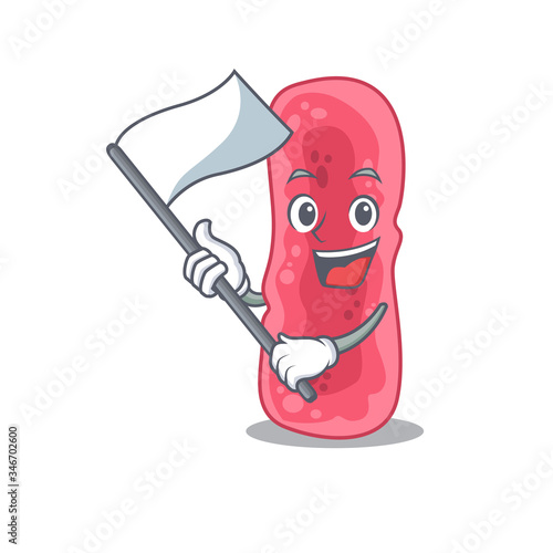 A nationalistic shigella sonnei mascot character design with flag