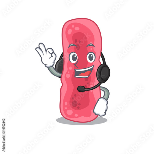 A gorgeous shigella sonnei mascot character concept wearing headphone photo