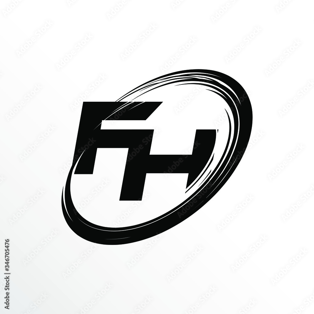 Initial Letter FH Brush Effect Logo Design Initial Letter FH Brush Effect Logo Design