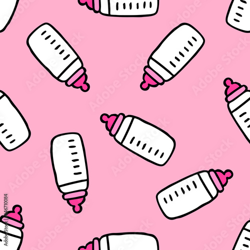 baby nipple bottle seamless doodle pattern