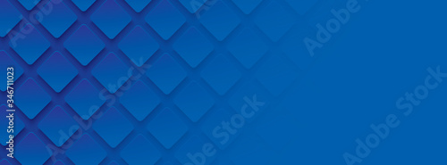 Blue geometric square background in paper art style. Use for banner, website cover, print ads.