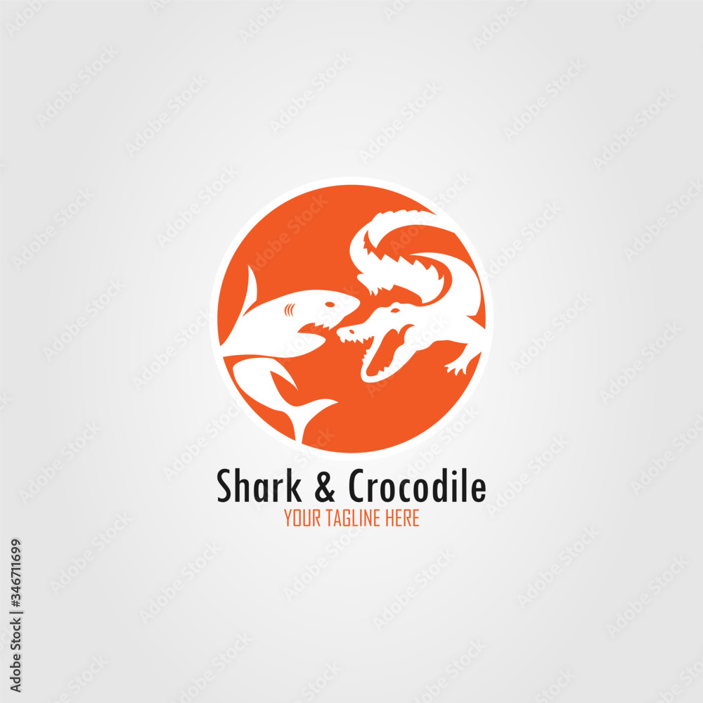 shark and crocodile vector logo template. shark and crocodile vector logo template.