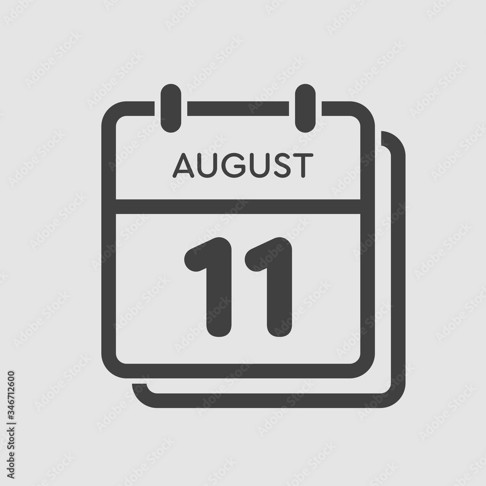 Calendar icon day 11 August, date days of the year