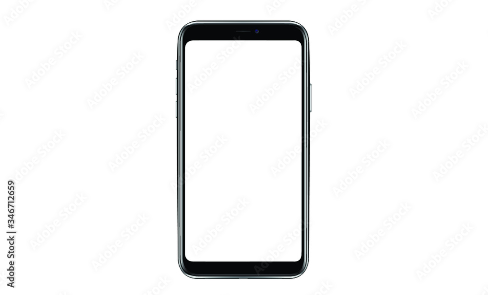 Black smartphone with blank screen isolated on white background. Mockup to showcasing mobile web-site design or screenshots your applications - Vector illustration Black smartphone with blank screen isolated on white background. Mockup to showcasing mobile web-site design or screenshots your applications - Vector illustration