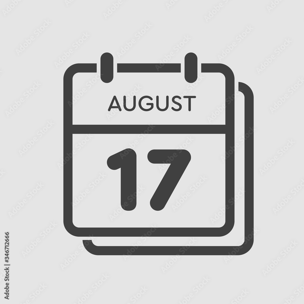 Calendar icon day 17 August, date days of the year Calendar icon day 17 August, date days of the year