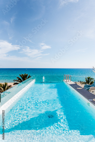 Pool and sea landscape in Majorca