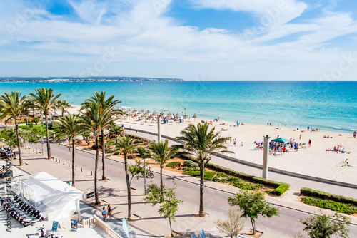 Beach and sea landscape in El Arenal, Majorca