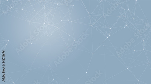 Abstract futuristic with connection lines on blue background. Plexus structure. Concept of Science, Business, Communication, Medical, Technology, Network, Cyber, Sci-fi. Illustration. 3D rendering