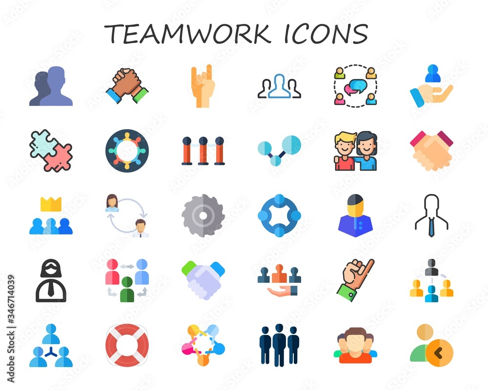 Modern Simple Set of teamwork Vector flat Icons