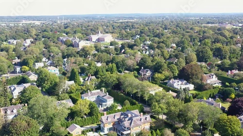 Intro scene of high society American houses. Hamptons in Long Island. photo