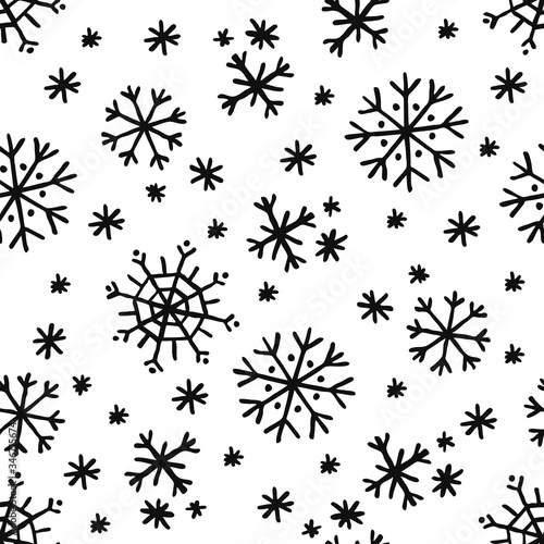 snowflakes seamless doodle pattern