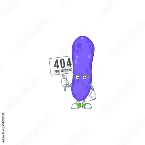 Sad face of escherichia coli cartoon character raised up 404 boards