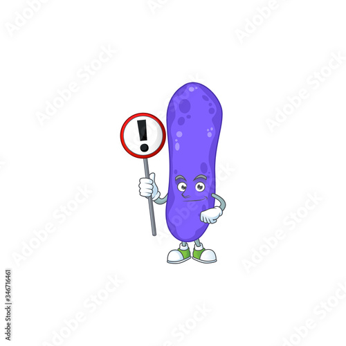 A picture of escherichia coli cartoon character concept holding a sign