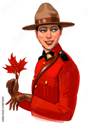 Beautiful Royal Canadian Mounted Police Officer. Digital Illustration Stock  Illustration | Adobe Stock