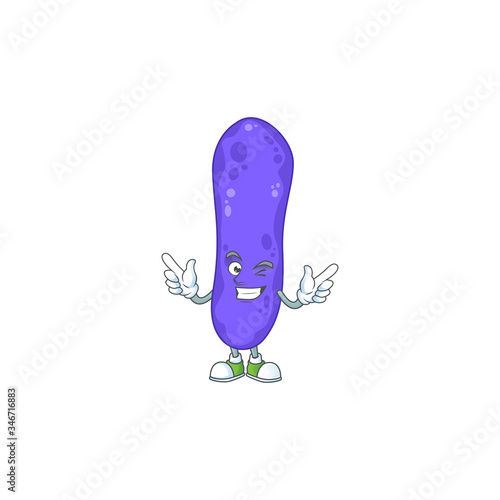 Cartoon character design concept of escherichia coli cartoon design style with wink eye