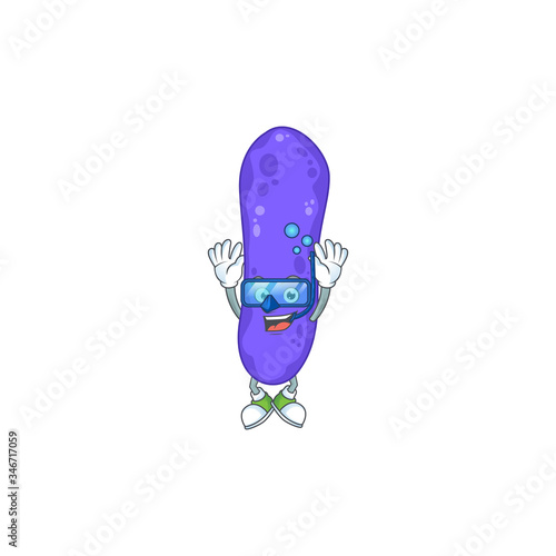 Mascot design concept of escherichia coli wearing Diving glasses
