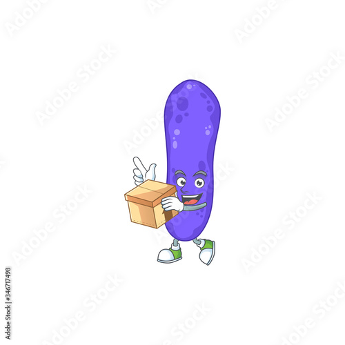 Escherichia coli cartoon design style having gift box