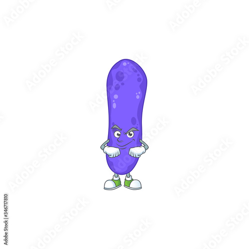 Escherichia coli mascot design style with grinning face