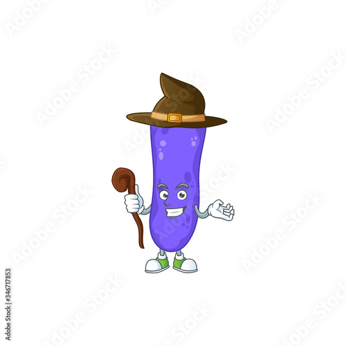 Cute and sneaky Witch escherichia coli cartoon design style