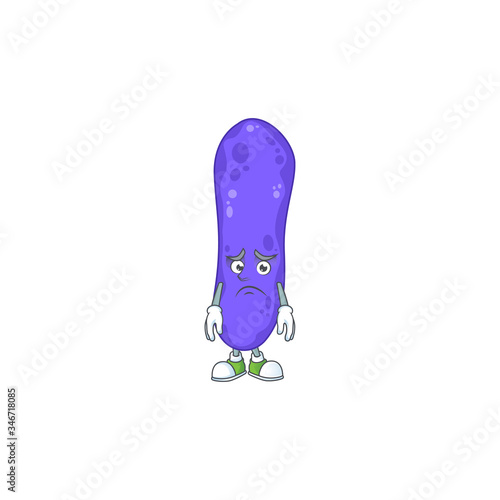 Cartoon picture of escherichia coli with worried face